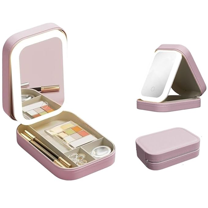 Multifunctional travel cosmetic bag with LED mirror-3 colour light