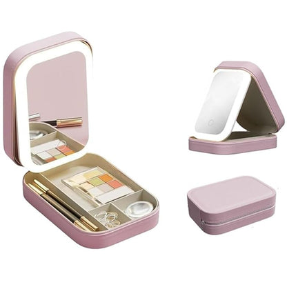 Multifunctional travel cosmetic bag with LED mirror-3 colour light