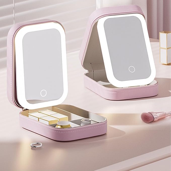 Multifunctional travel cosmetic bag with LED mirror-3 colour light