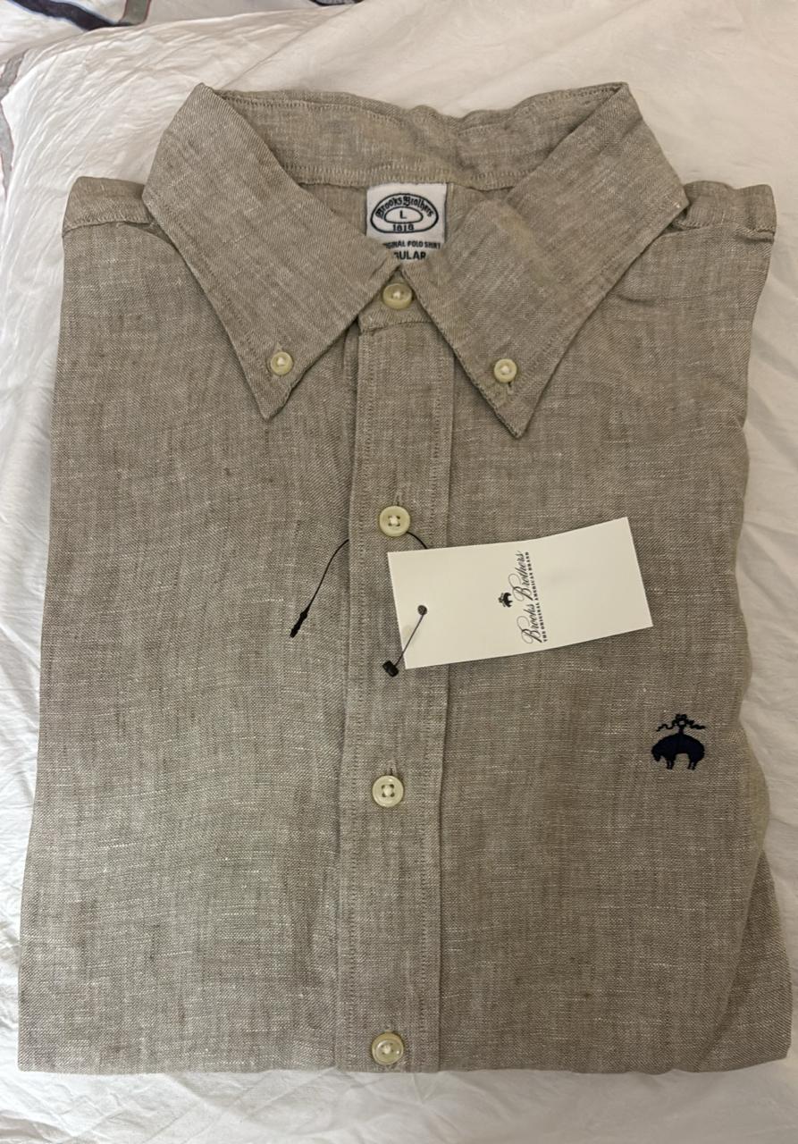 Brook Brothers - Beige Full Sleeved Linen Shirt