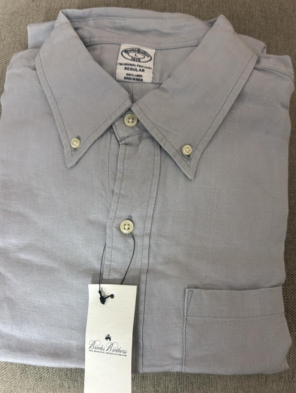 Brook Brothers - Grey Full Sleeved Linen Shirt