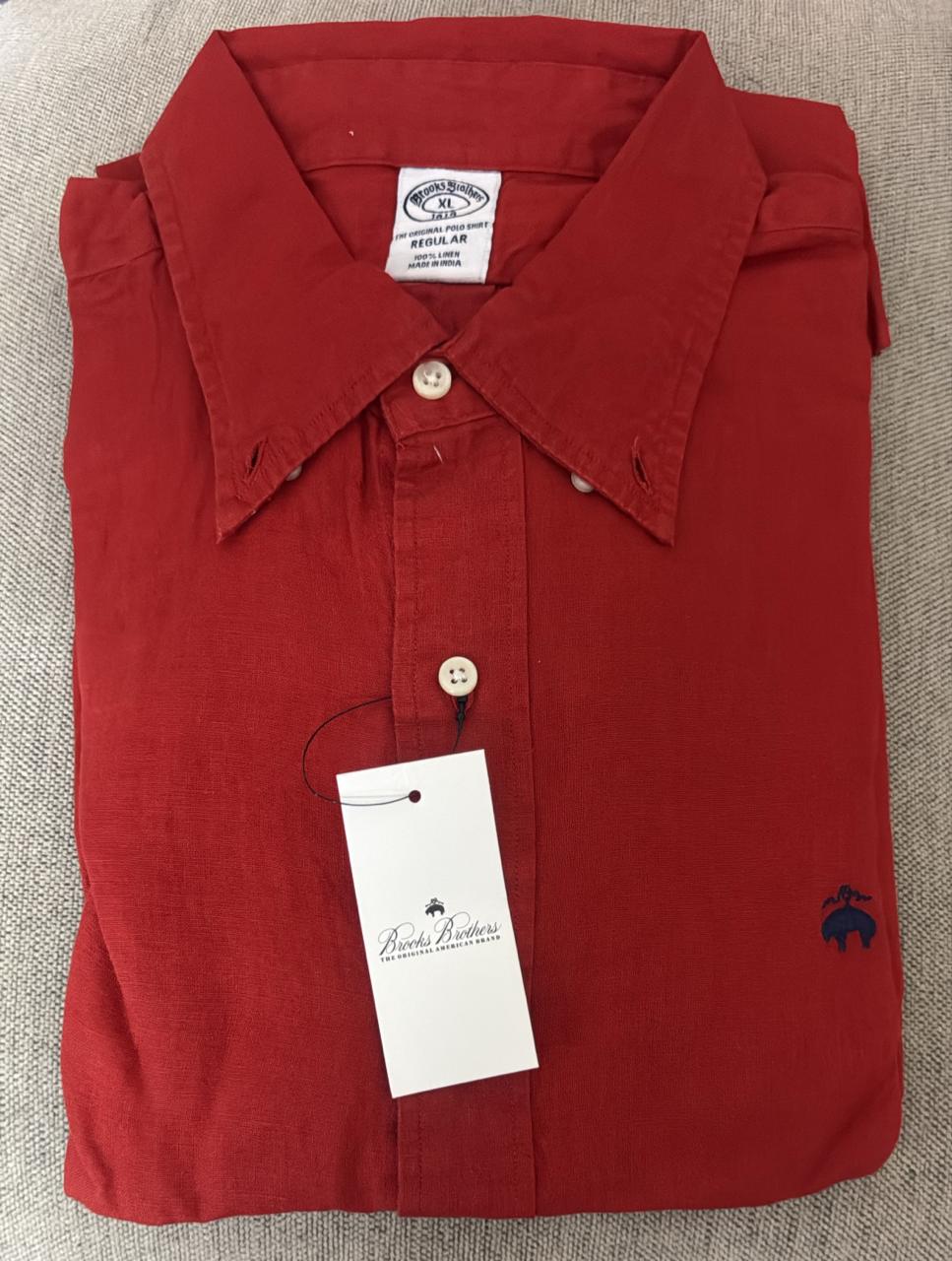 Brook Brothers - Red Full Sleeved Linen Shirt