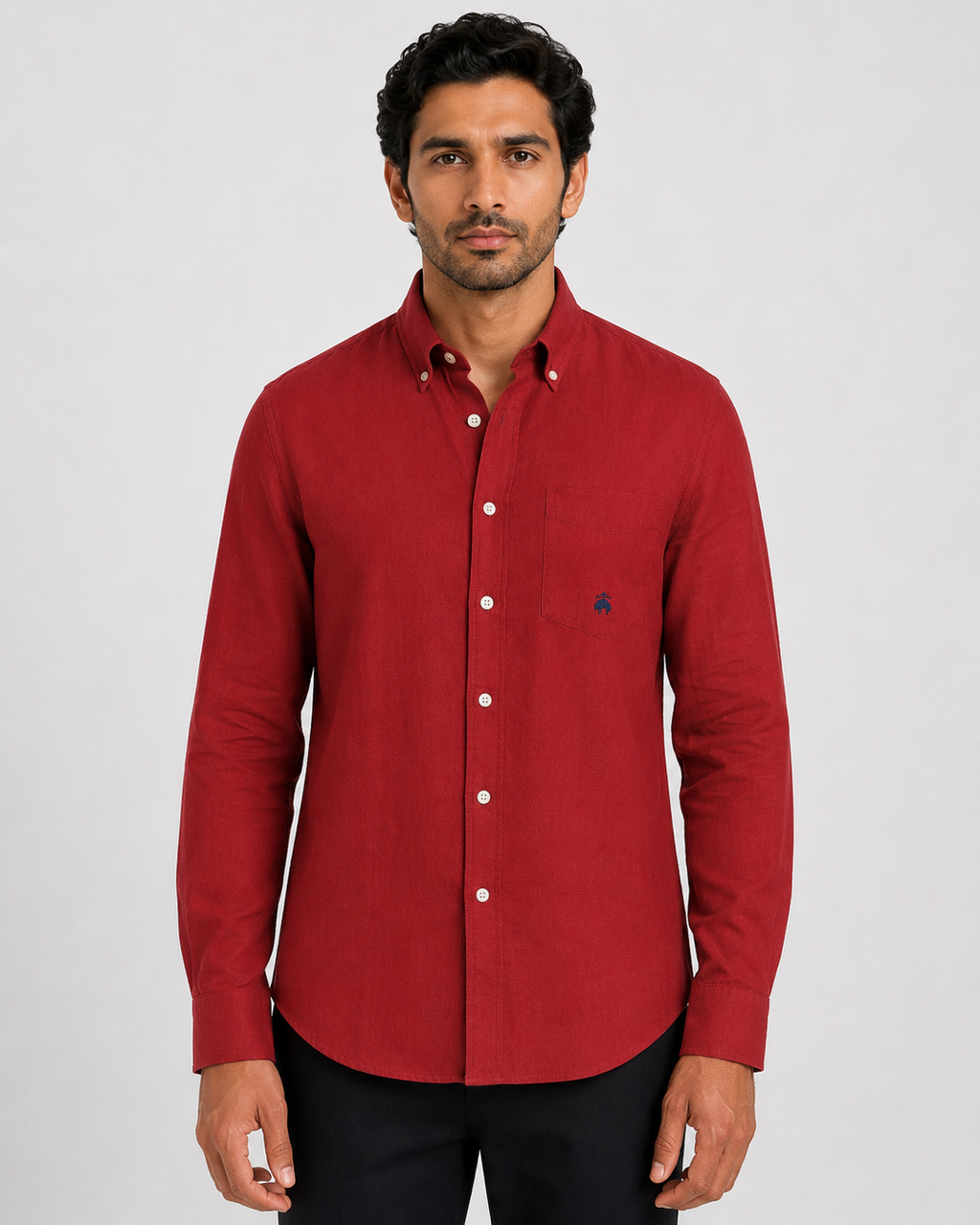 Brook Brothers - Red Full Sleeved Linen Shirt