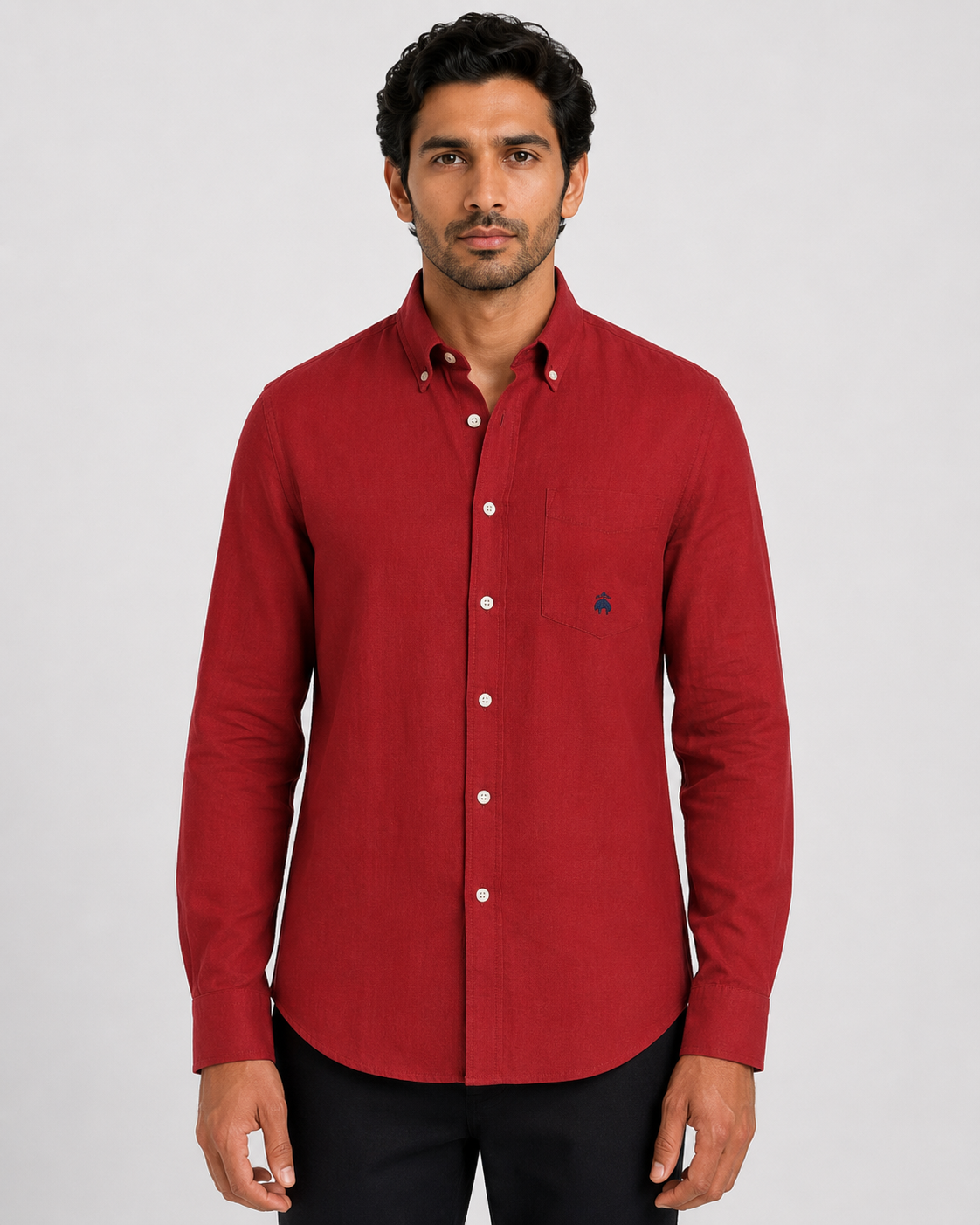 Brook Brothers - Red Full Sleeved Linen Shirt