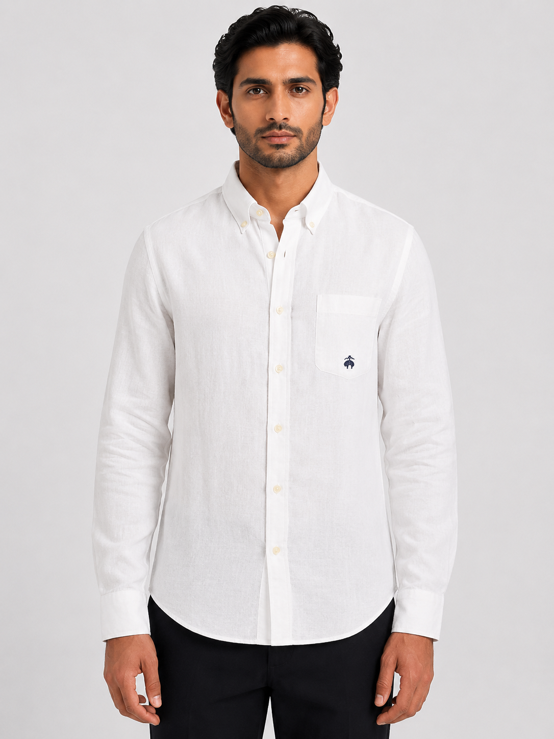 Brook Brothers - White Full Sleeved Linen Shirt