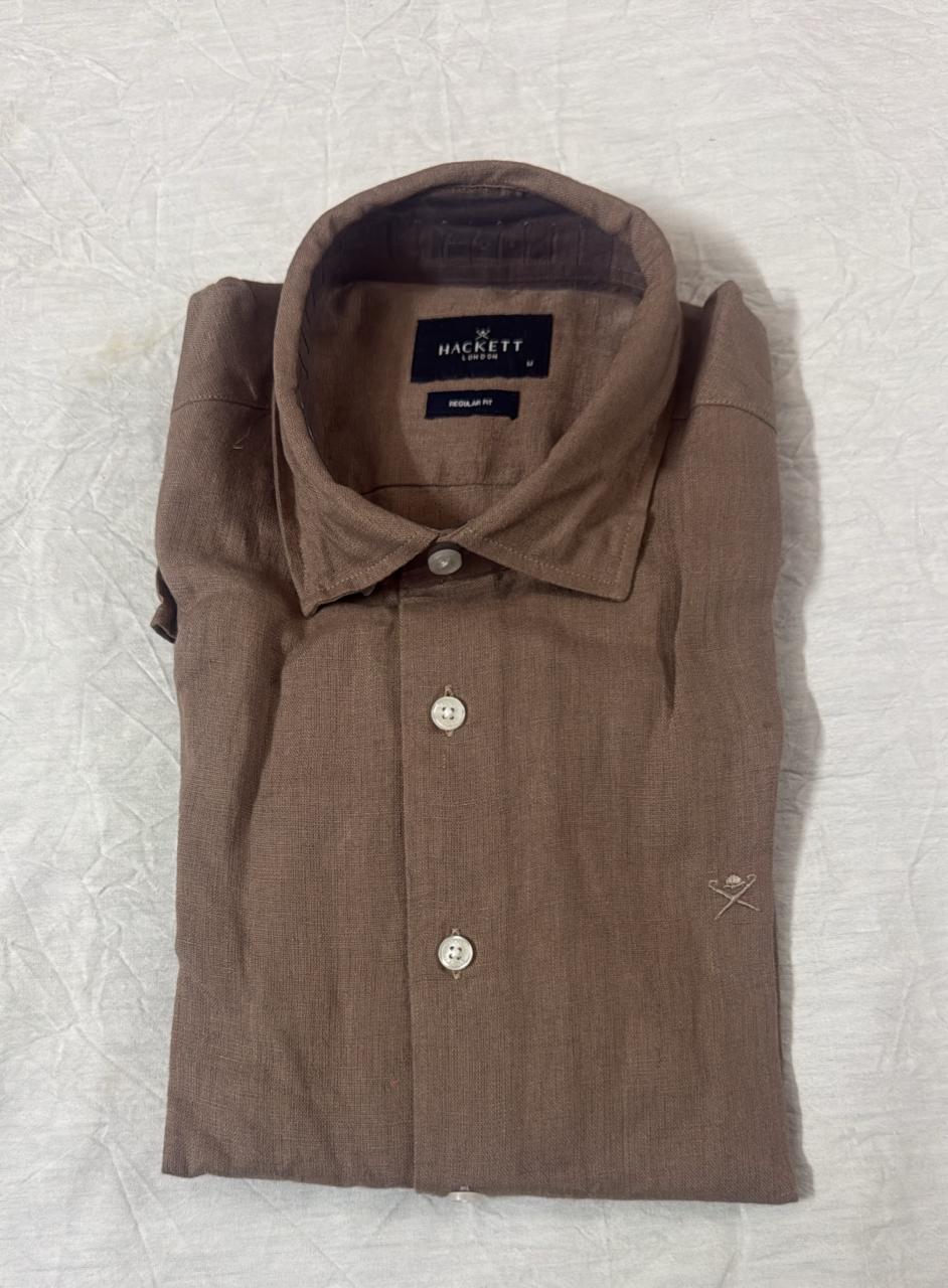 HACKETT LONDON - Brown Full Sleeved Linen Shirt