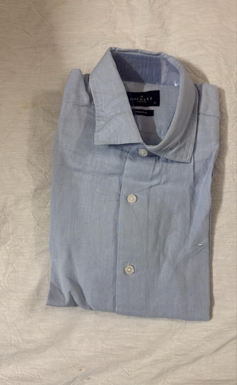 HACKETT LONDON - Blue Full Sleeved Linen Shirt