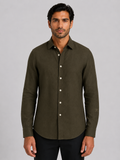 HACKETT LONDON - Olive Green Full Sleeved Linen Shirt