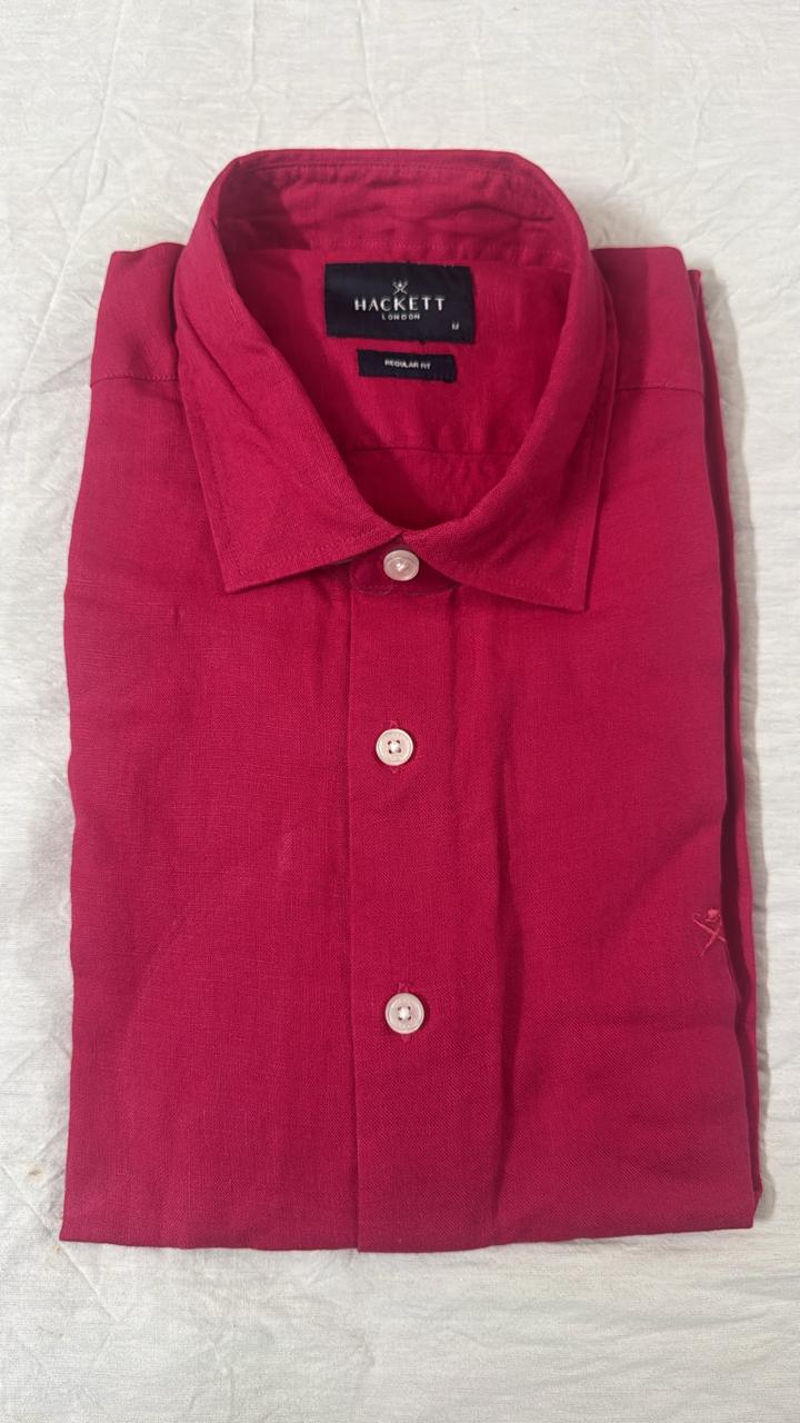 HACKETT LONDON - Red Full Sleeved Linen Shirt