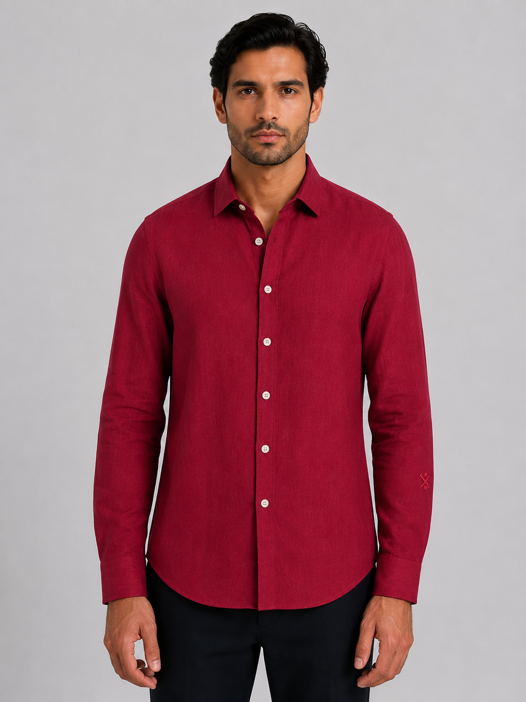 HACKETT LONDON - Red Full Sleeved Linen Shirt