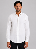 HACKETT LONDON - White Full Sleeved Linen Shirt