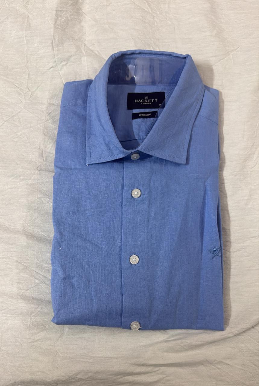 HACKETT LONDON - Blue Full Sleeved Linen Shirt