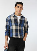 Men Blue Regular Fit Checked Casual Shirt