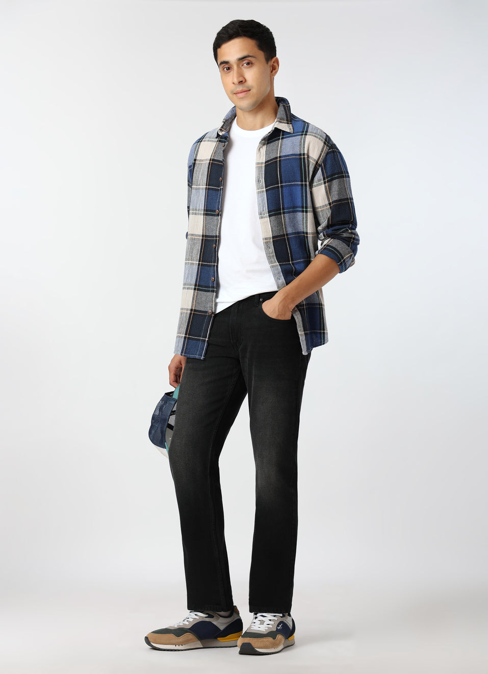 Men Blue Regular Fit Checked Casual Shirt