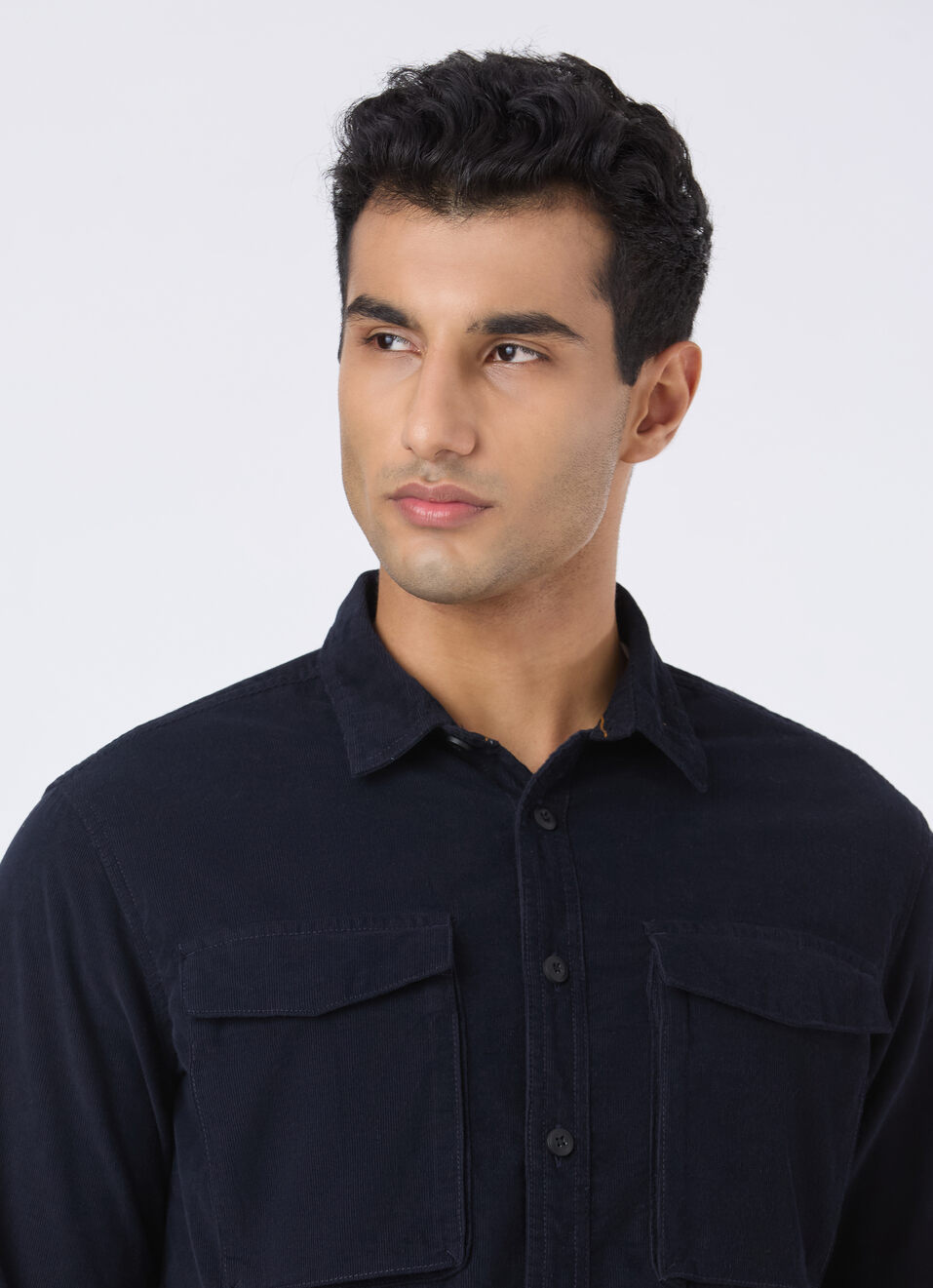 Men Navy Solid Shirt