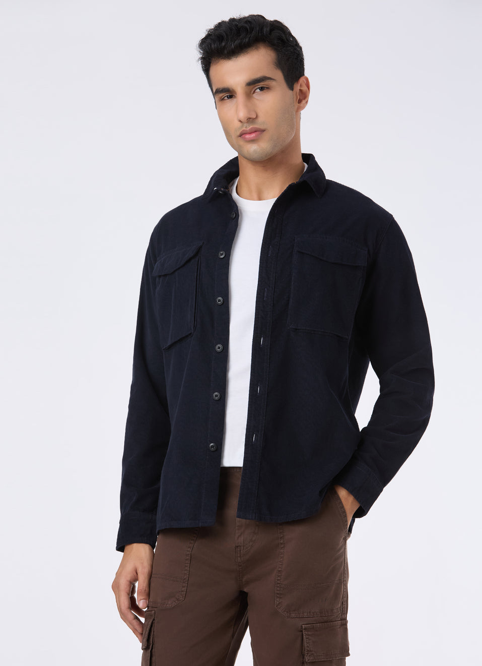 Men Navy Solid Shirt