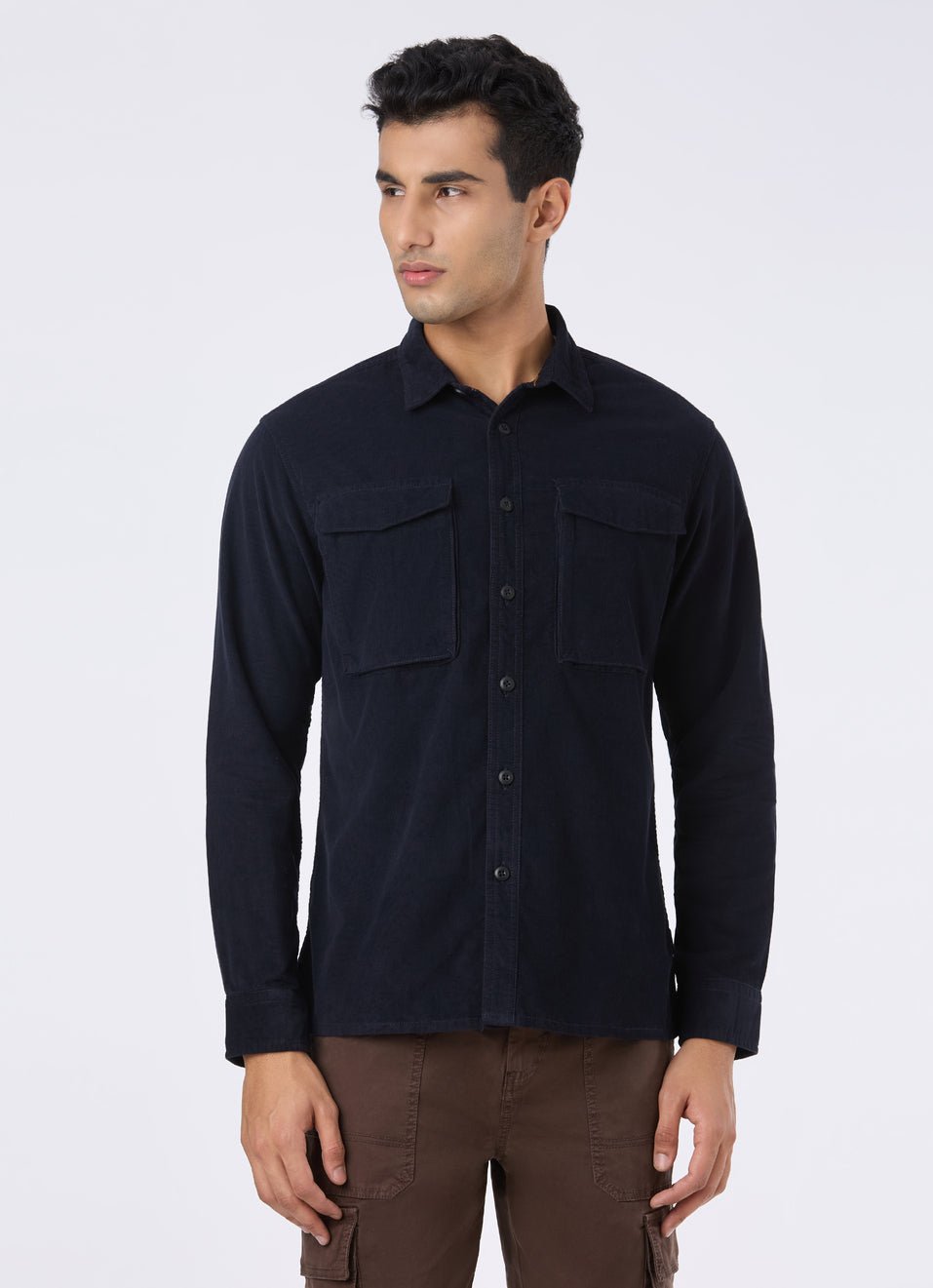 Men Navy Solid Shirt