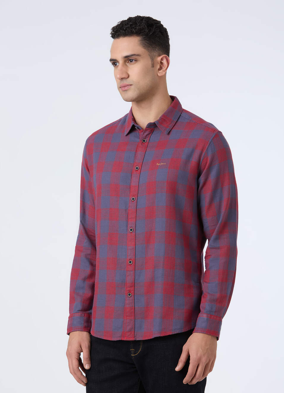 Men Red Check Full Sleeve Shirt