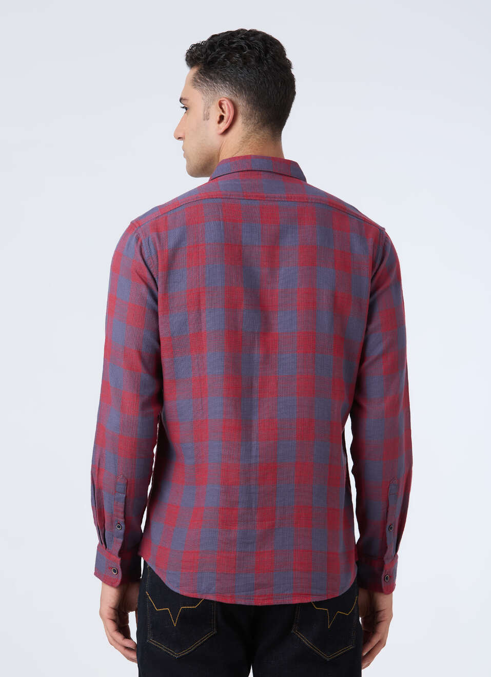 Men Red Check Full Sleeve Shirt