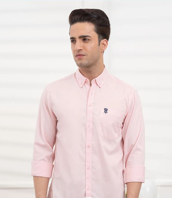 Red Tape - Mens Full Sleeve Solid Twill Shirt - Light Pink