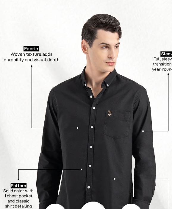 Redtape -Solid Oxford Shirt - Black