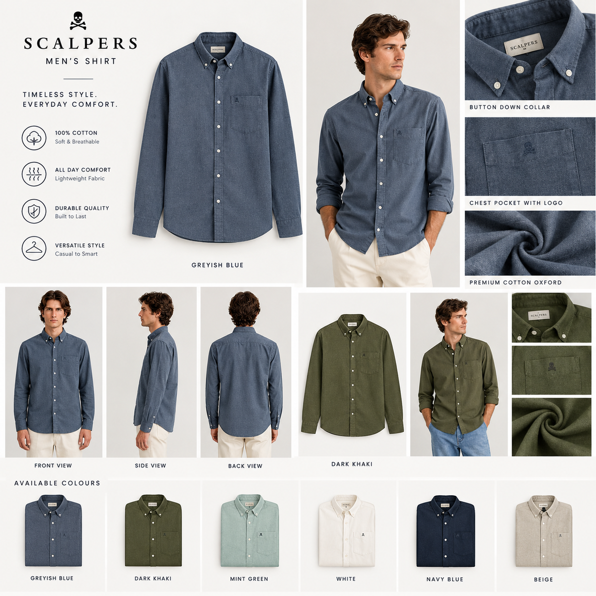 SCALPERS ALL DAY Oxford full sleeve Shirt