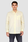 Wrangler Solid Linen Blend Regular Fit Men's Casual Shirt (Yellow)